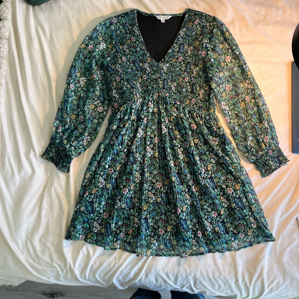 Ranna Gill Floral Green Mini Dress